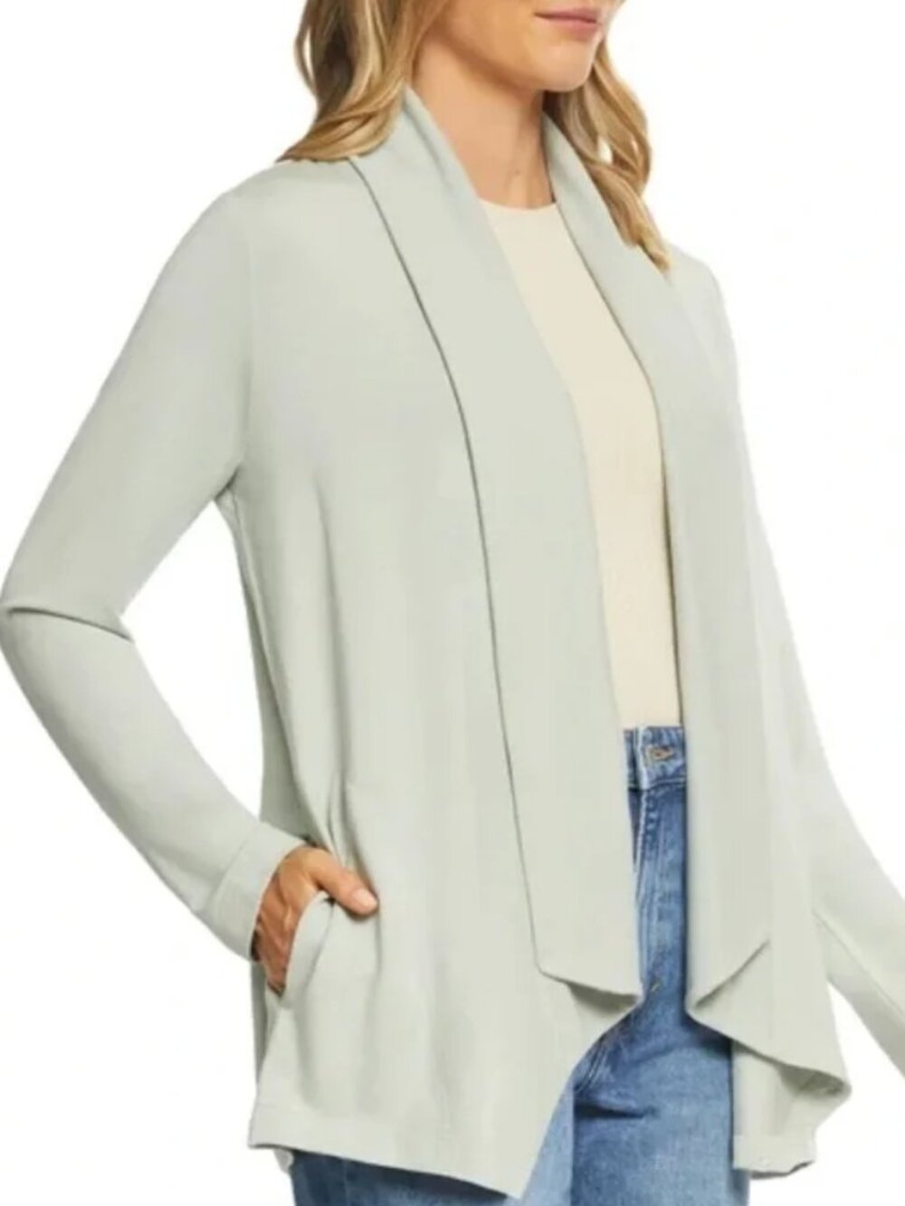 Max & Mia Open Front Cardigan XL Light Olive Green NWT Draped Stretch Modal